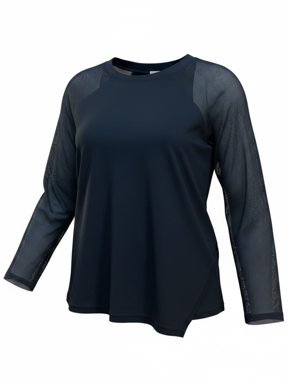 Anne Klein Women's Black Top with 3/4 Mesh-Sleeve